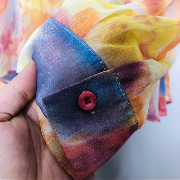 UNIF watercolor cold shoulder button up top - Picture 11 of 11